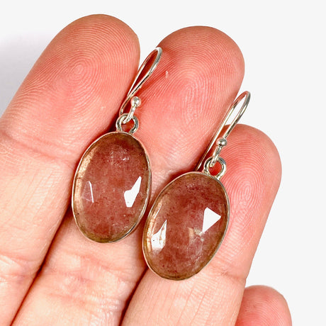 Strawberry Quartz faceted oval earrings KEGJ1385 - Nature's Magick