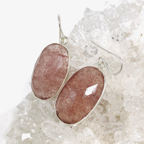 Strawberry Quartz faceted oval earrings KEGJ1386 - Nature's Magick