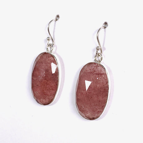 Strawberry Quartz faceted oval earrings KEGJ1386 - Nature's Magick