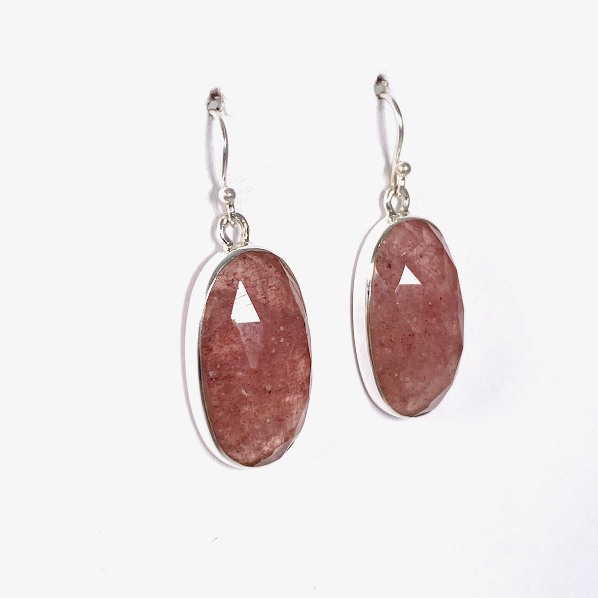 Strawberry Quartz faceted oval earrings KEGJ1386 - Nature's Magick