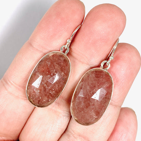 Strawberry Quartz faceted oval earrings KEGJ1386 - Nature's Magick