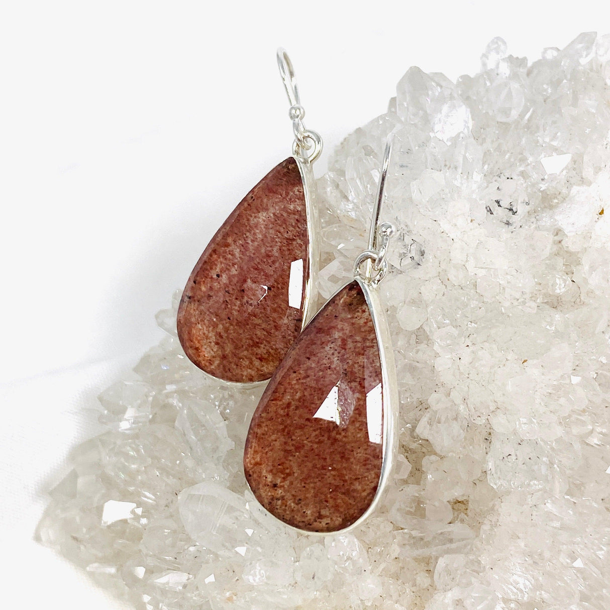 Strawberry Quartz faceted teardrop earrings KEGJ1389 - Nature's Magick