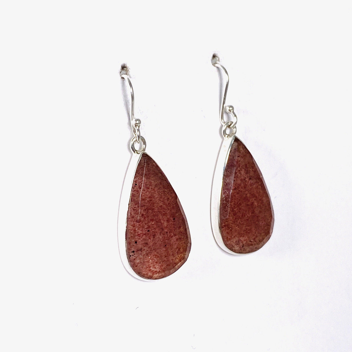 Strawberry Quartz faceted teardrop earrings KEGJ1389 - Nature's Magick