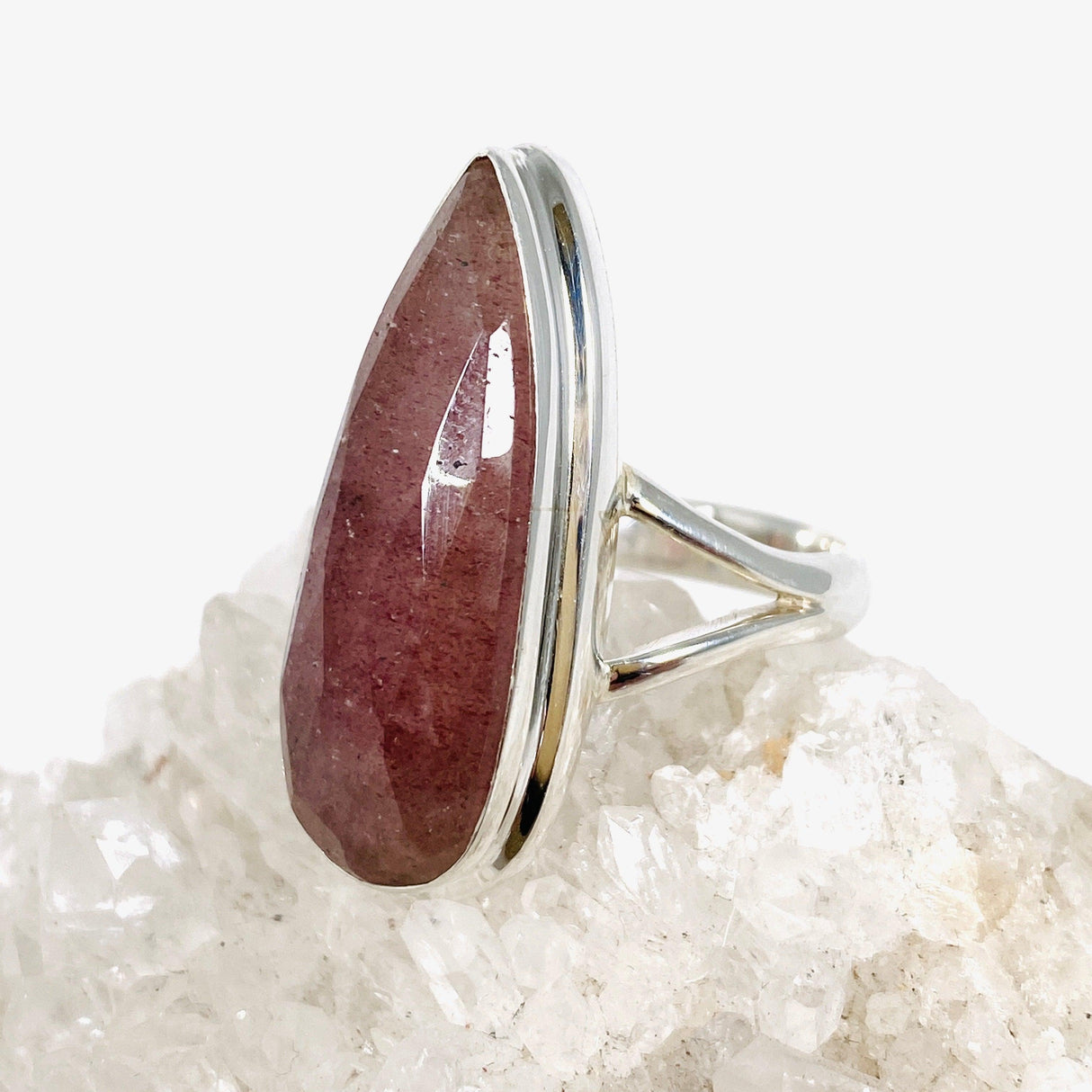 Strawberry Quartz faceted teardrop ring s.8 KRGJ3009 - Nature's Magick