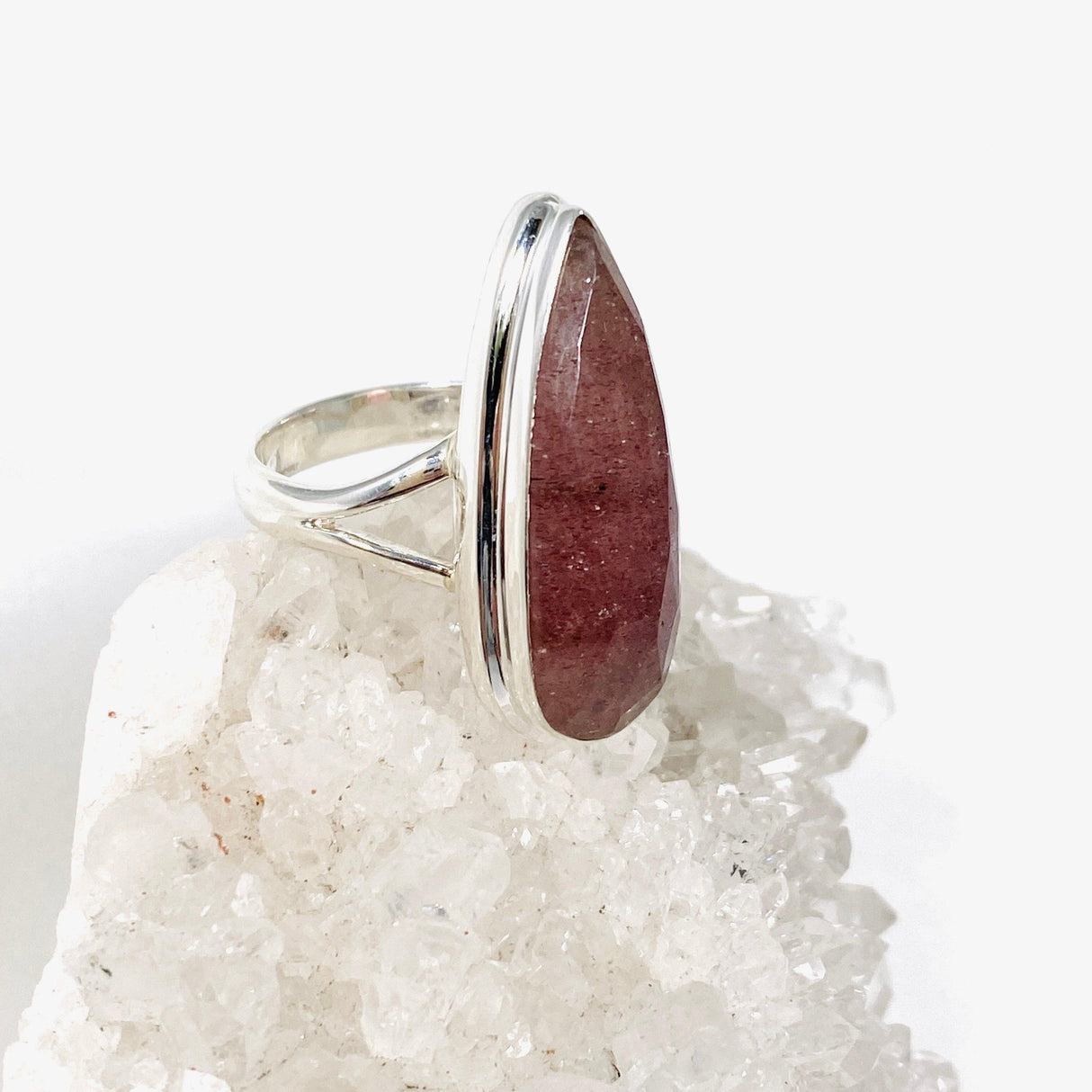 Strawberry Quartz faceted teardrop ring s.8 KRGJ3009 - Nature's Magick