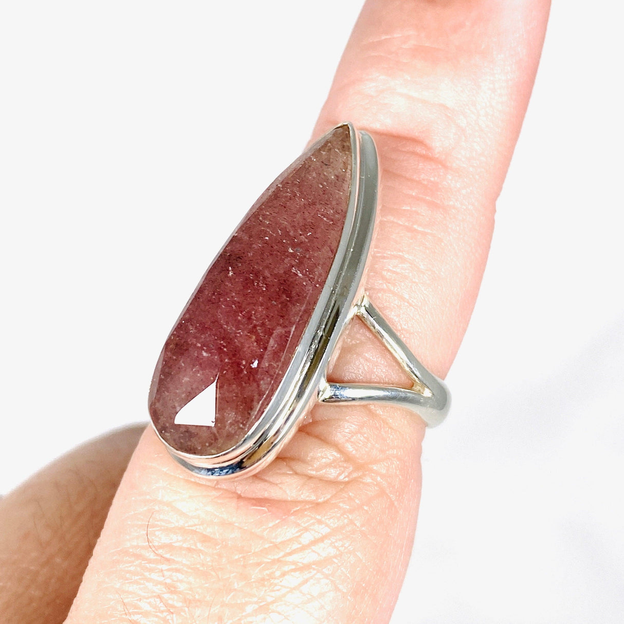 Strawberry Quartz faceted teardrop ring s.8 KRGJ3009 - Nature's Magick