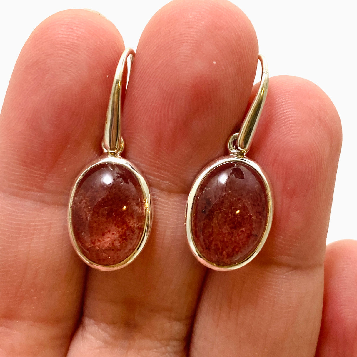 Strawberry Quartz Oval Cabochon Earrings PEGJ261