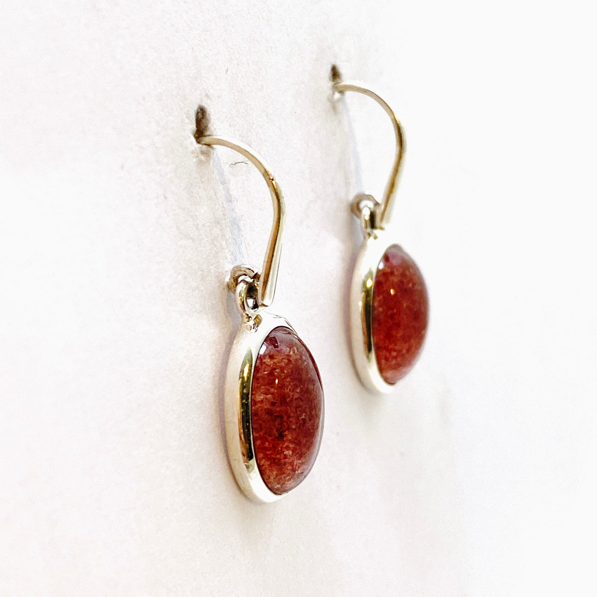 Strawberry Quartz Oval Cabochon Earrings PEGJ261