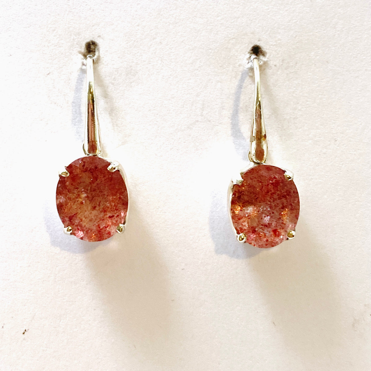 Strawberry Quartz Oval Faceted Earrings PEGJ262