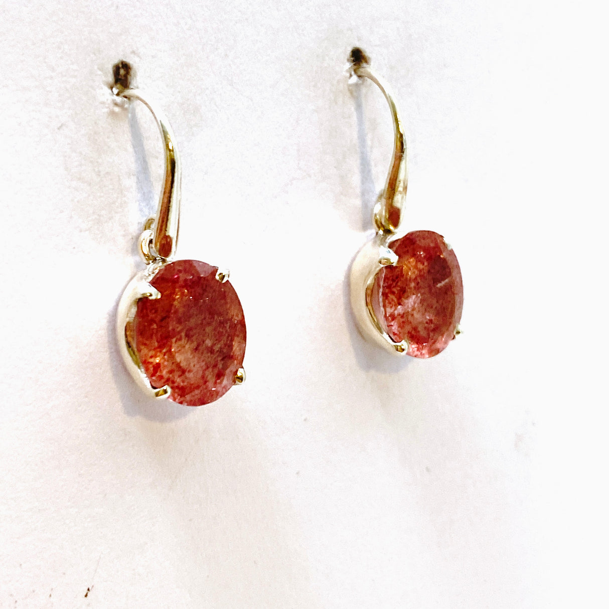 Strawberry Quartz Oval Faceted Earrings PEGJ262