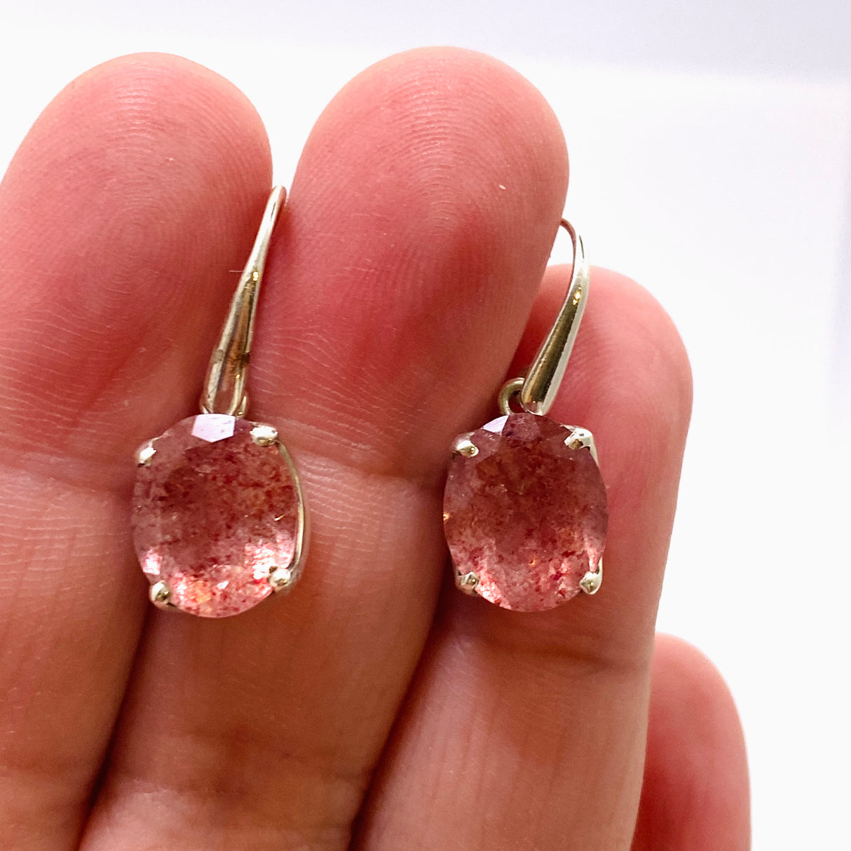 Strawberry Quartz Oval Faceted Earrings PEGJ262