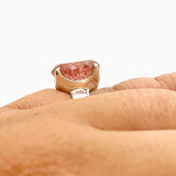 Strawberry Quartz Oval Faceted Ring Size 7.5 PRGJ761