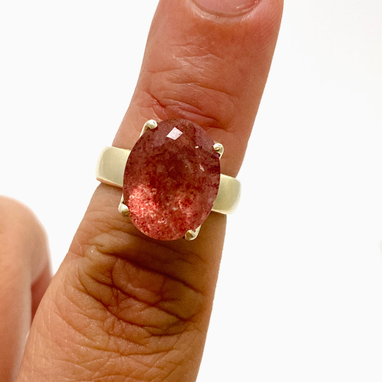 Strawberry Quartz Oval Faceted Ring Size 7 PRGJ762