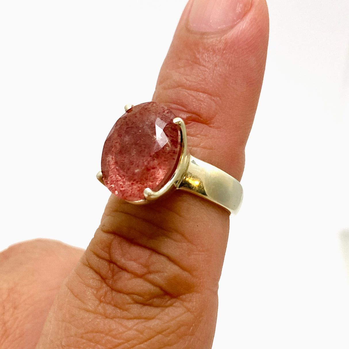 Strawberry Quartz Oval Faceted Ring Size 7 PRGJ762