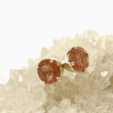 Strawberry Quartz Round Faceted Stud Earrings 9mm PSE033