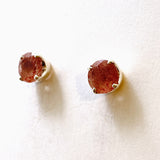 Strawberry Quartz Round Faceted Stud Earrings 9mm PSE033