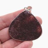 Strawberry Quartz Teardrop Cabochon Pendant in a Hammered Setting KPGJ4802