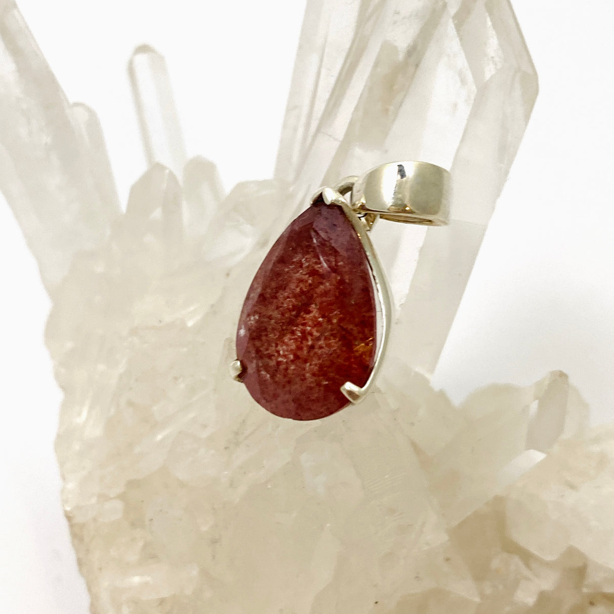 Strawberry Quartz Teardrop Faceted Pendant PPGJ953