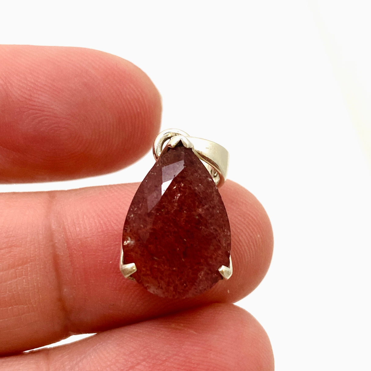 Strawberry Quartz Teardrop Faceted Pendant PPGJ953