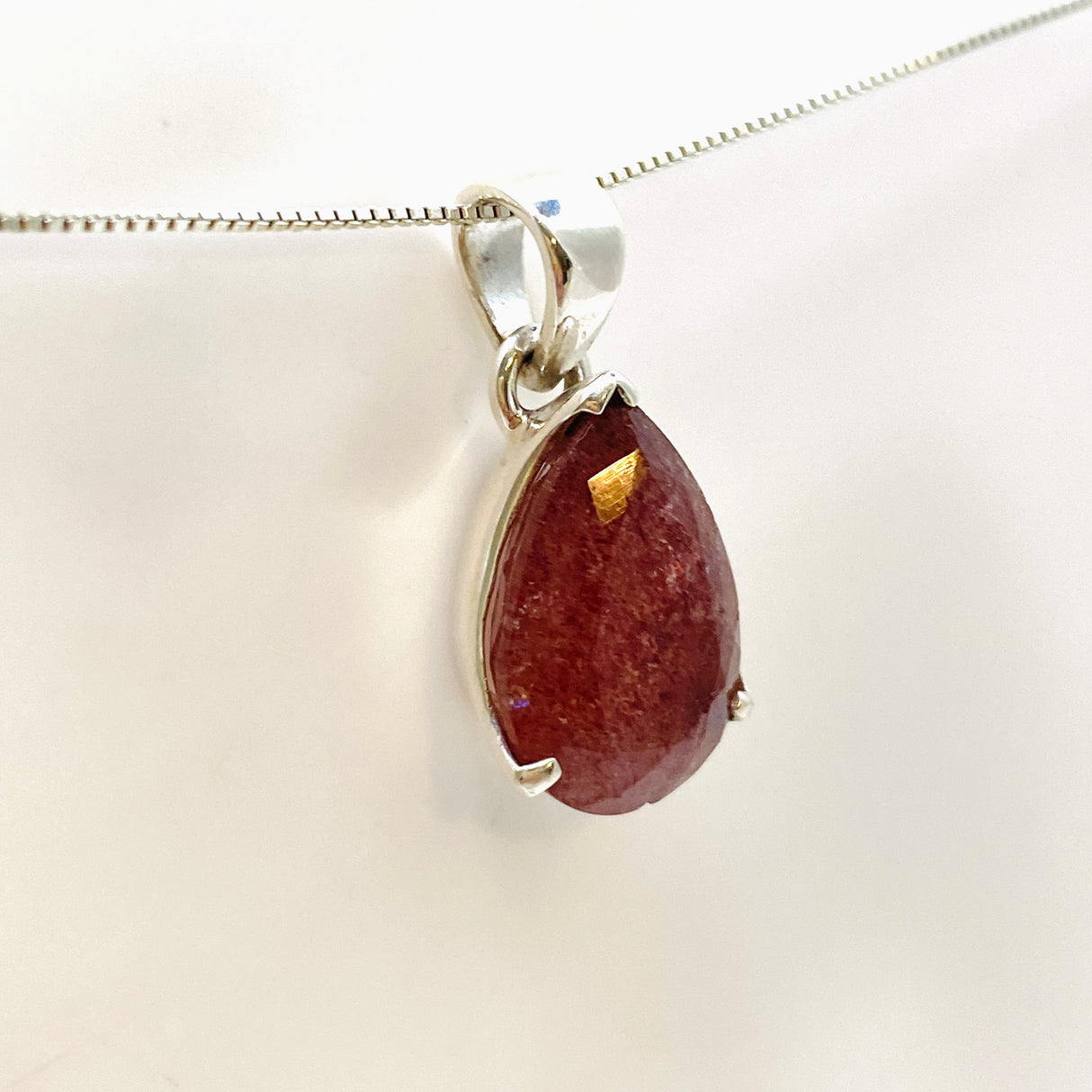 Strawberry Quartz Teardrop Faceted Pendant PPGJ953