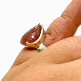 Strawberry Quartz Teardrop Faceted Ring Size 7 PRGJ765