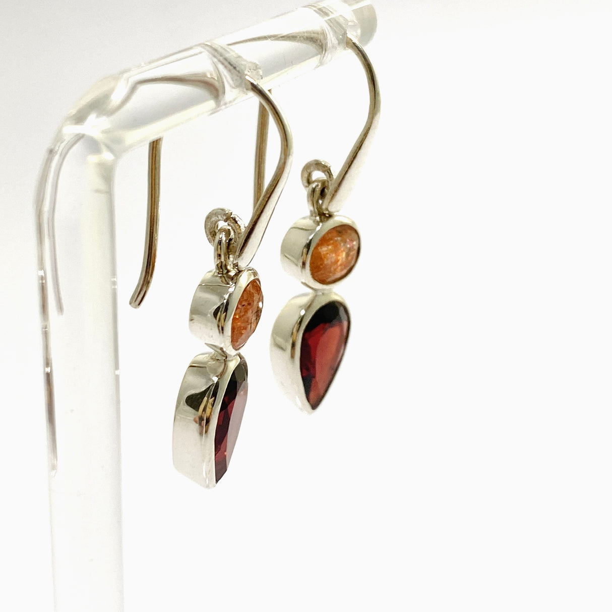 Sunstone and Garnet Multi-stone Faceted Earrings PEGJ338