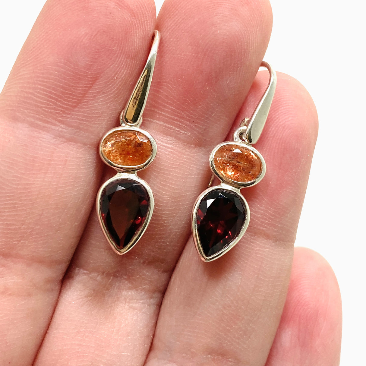 Sunstone and Garnet Multi-stone Faceted Earrings PEGJ338