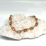 Sunstone faceted oval gemstone in 925 silver crown setting bracelet PBGJ030