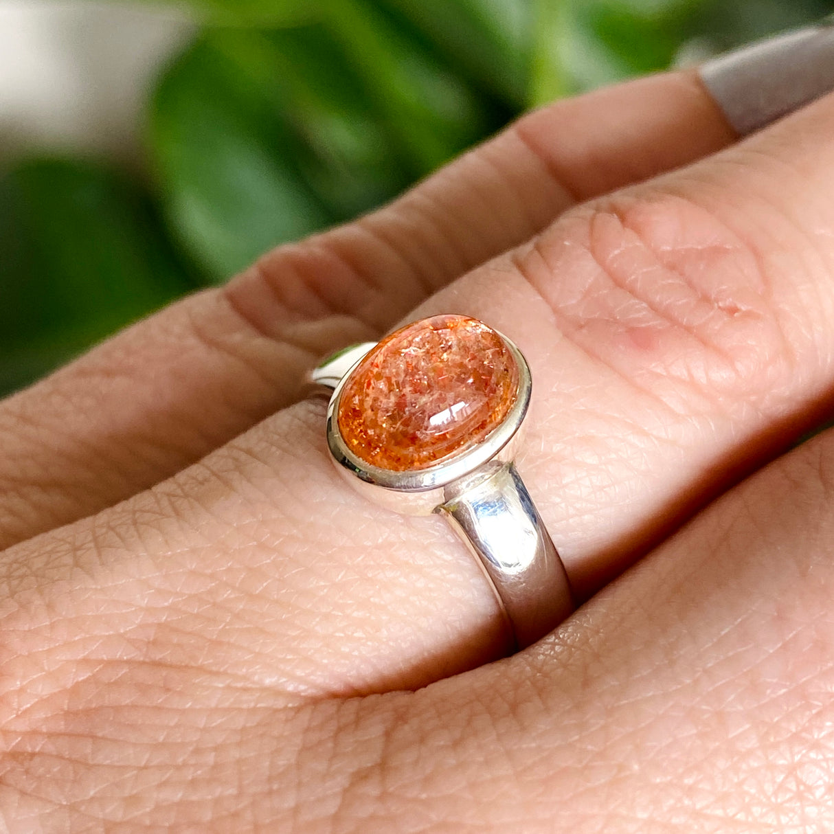 Sunstone Oval Cabochon Ring Size 7 PRGJ573