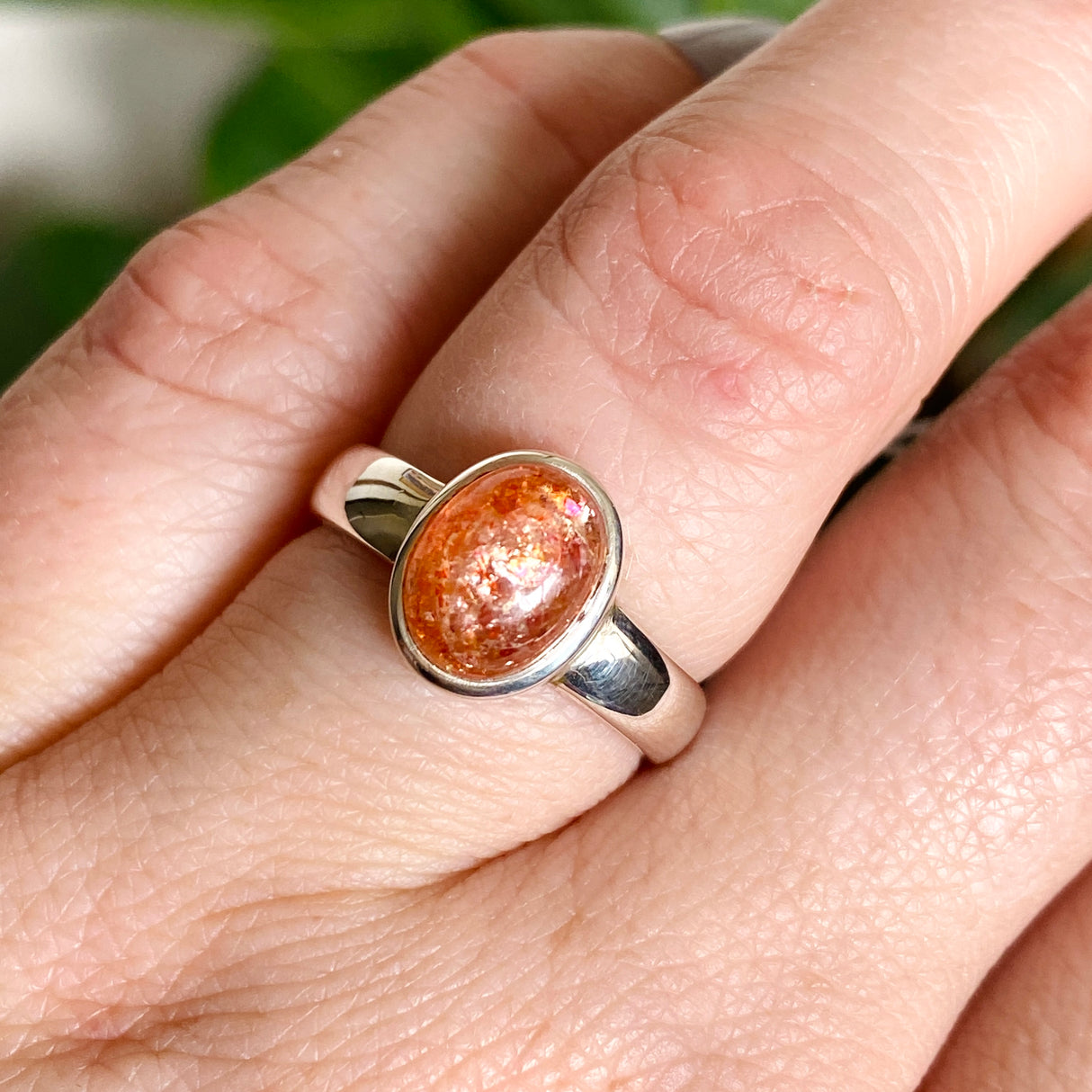 Sunstone Oval Cabochon Ring Size 7 PRGJ573