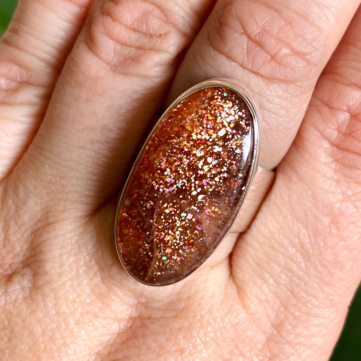 Sunstone Oval Cabochon Ring Size 9 KRGJ3331