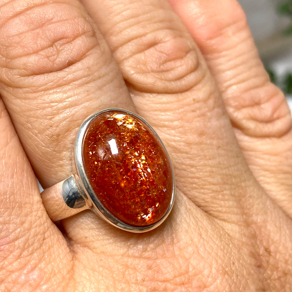 Sunstone Oval Cabochon Ring Size 9 PRGJ754