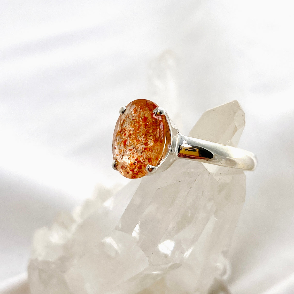 Sunstone Oval Faceted Ring Size 6.5 PRGJ560