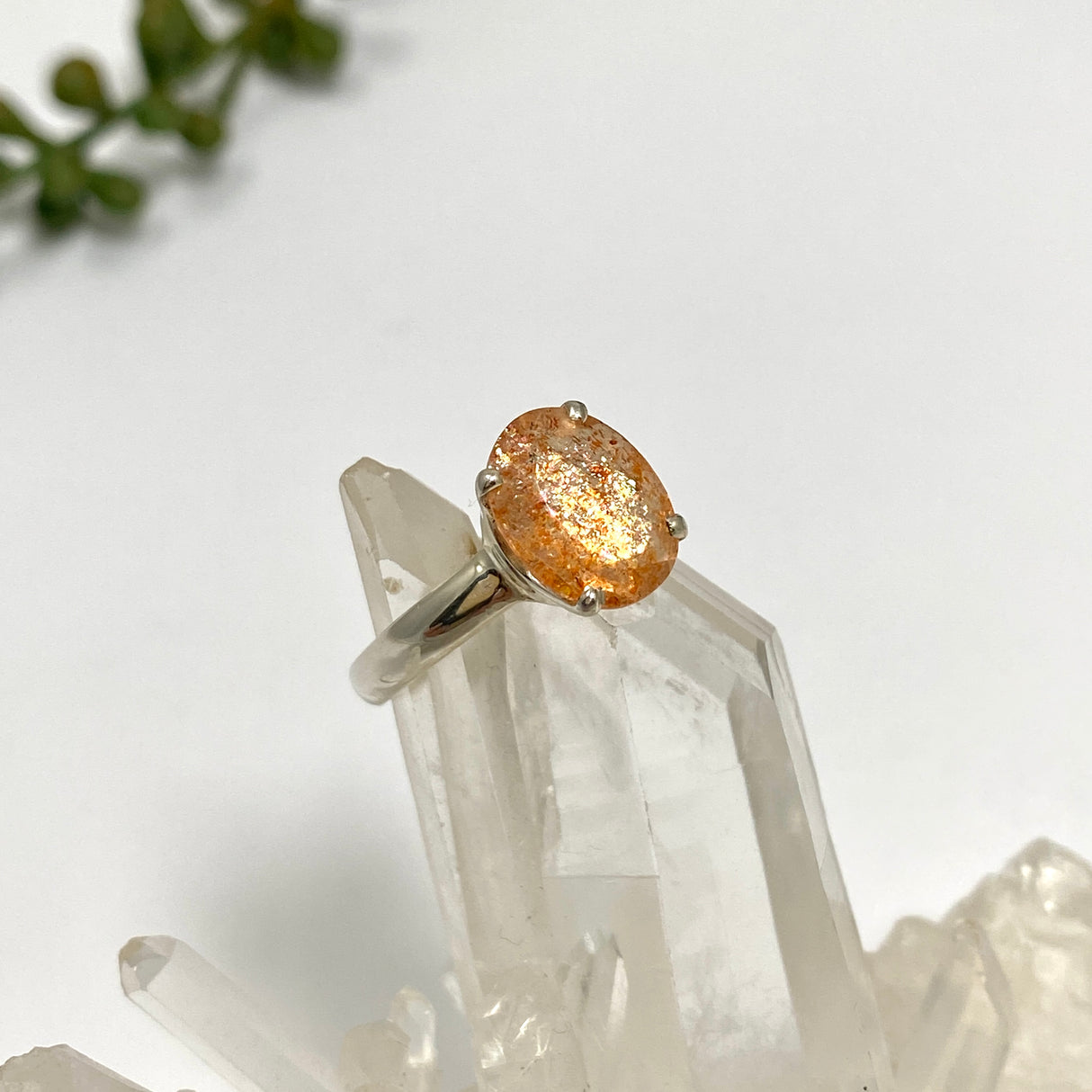 Sunstone Oval Faceted Ring Size 6.5 PRGJ560