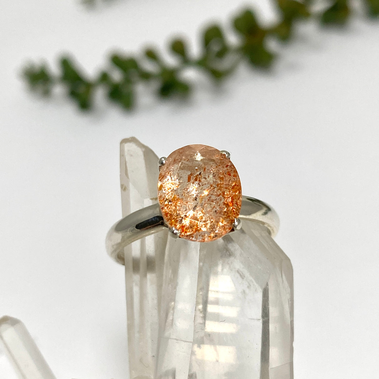 Sunstone Oval Faceted Ring Size 9.5 PRGJ568