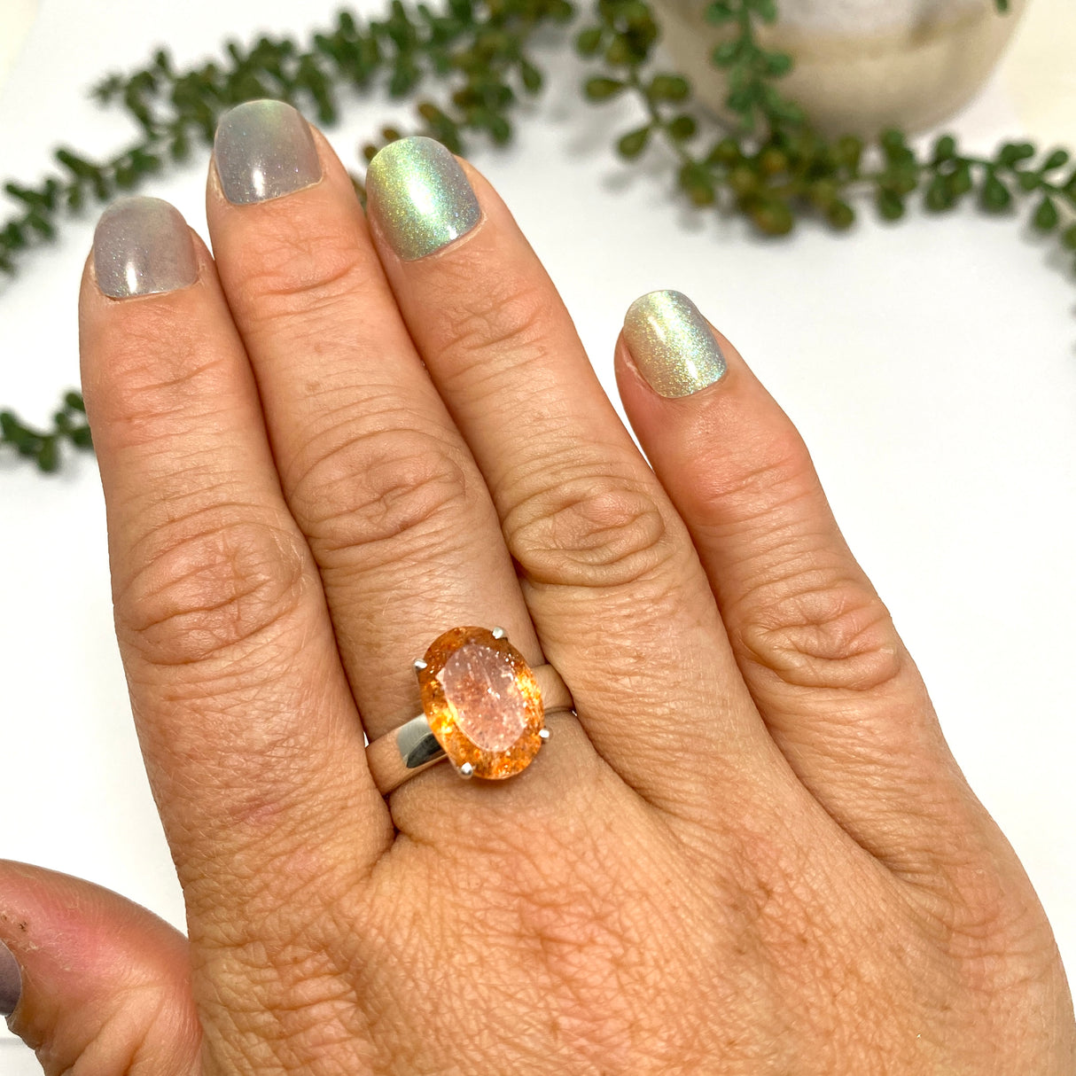 Sunstone Oval Faceted Ring Size 9 PRGJ566