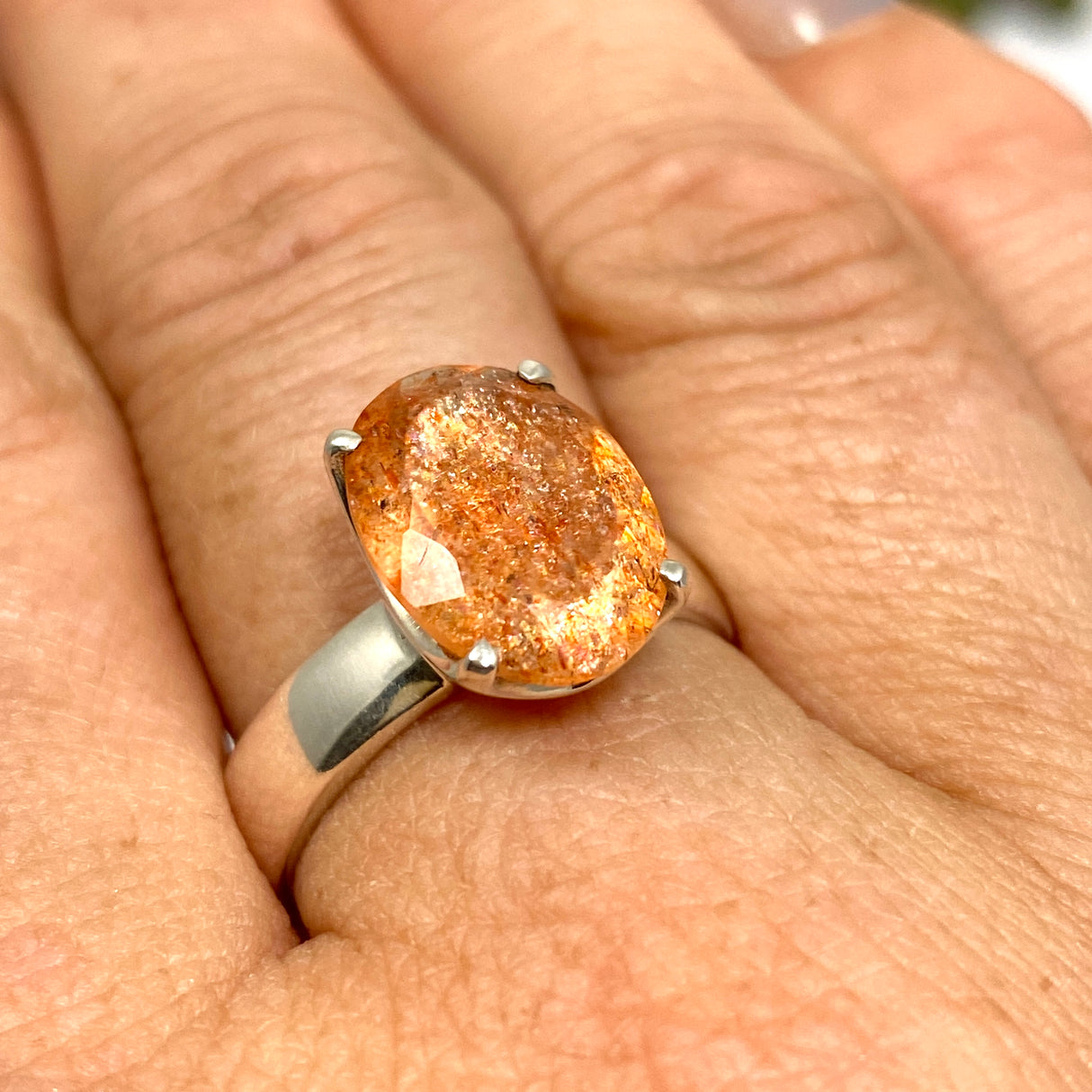 Sunstone Oval Faceted Ring Size 9 PRGJ566