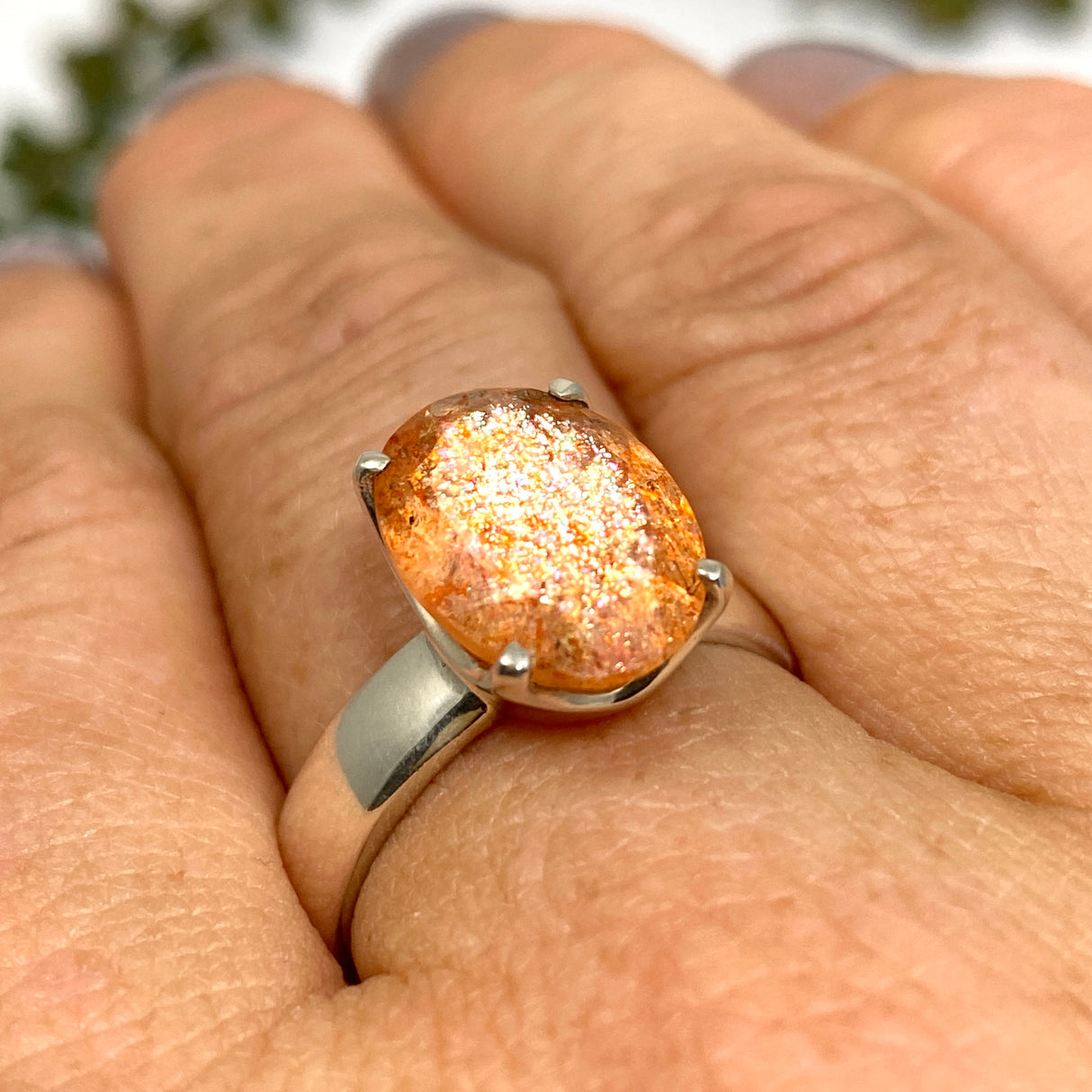 Sunstone Oval Faceted Ring Size 9 PRGJ566