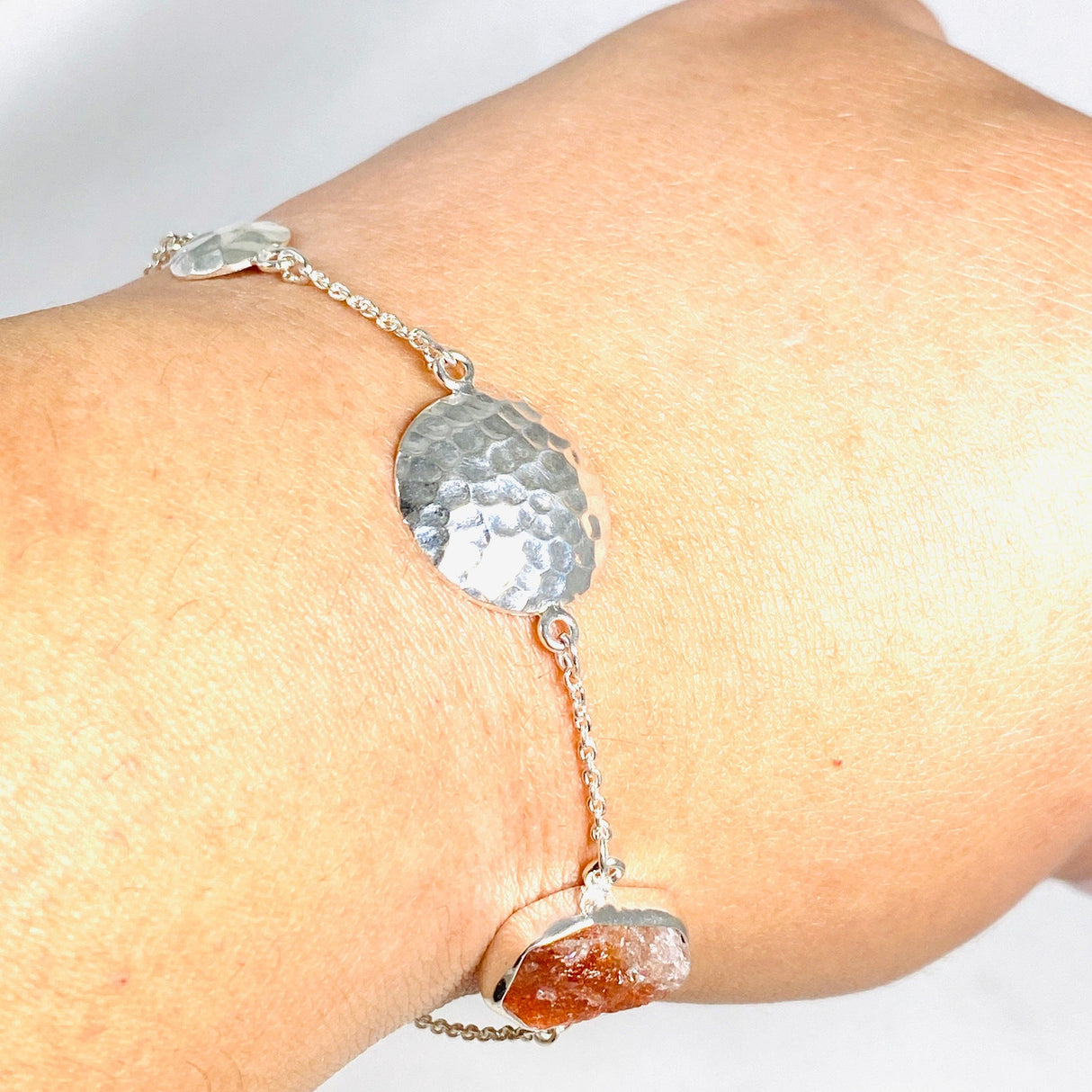 Sunstone Raw Bracelet with Silver Detailing LBGJ-04 - Nature's Magick