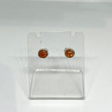 Sunstone Round Cabochon Bezel Set Stud Earrings 4.5mm PSE029