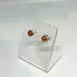 Sunstone Round Cabochon Bezel Set Stud Earrings 4.5mm PSE029