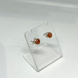 Sunstone Round Cabochon Bezel Set Stud Earrings 4.5mm PSE029