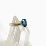 Swiss Blue Topaz Oval Faceted Solitaire Ring Size 5.5 PRGJ799