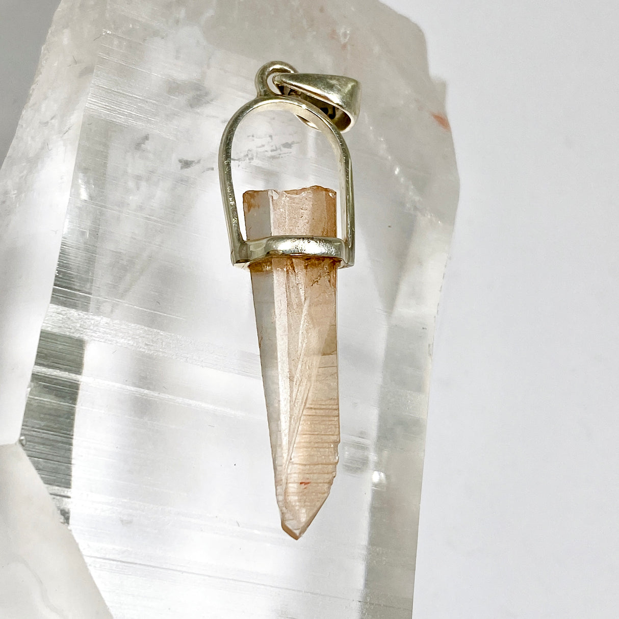 Tangerine Lemurian Quartz Raw Crystal Pendant  PPGJ1271