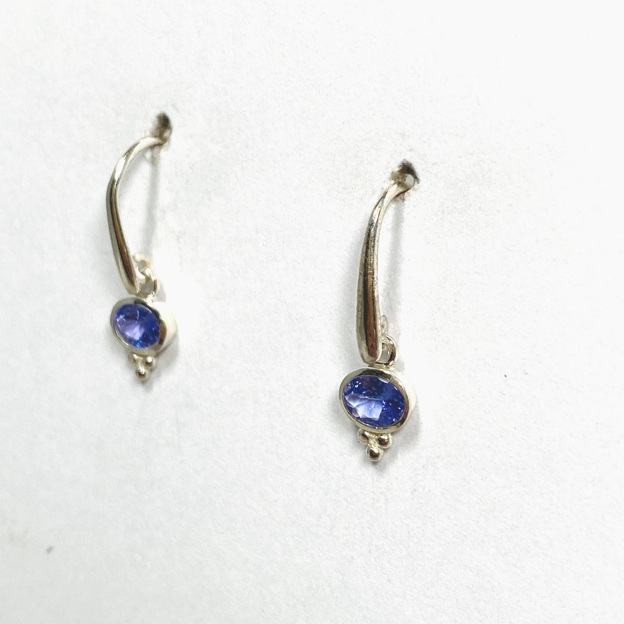 Tanzanite Oval Cabochon Earrings in a decorative settings PEGJ183