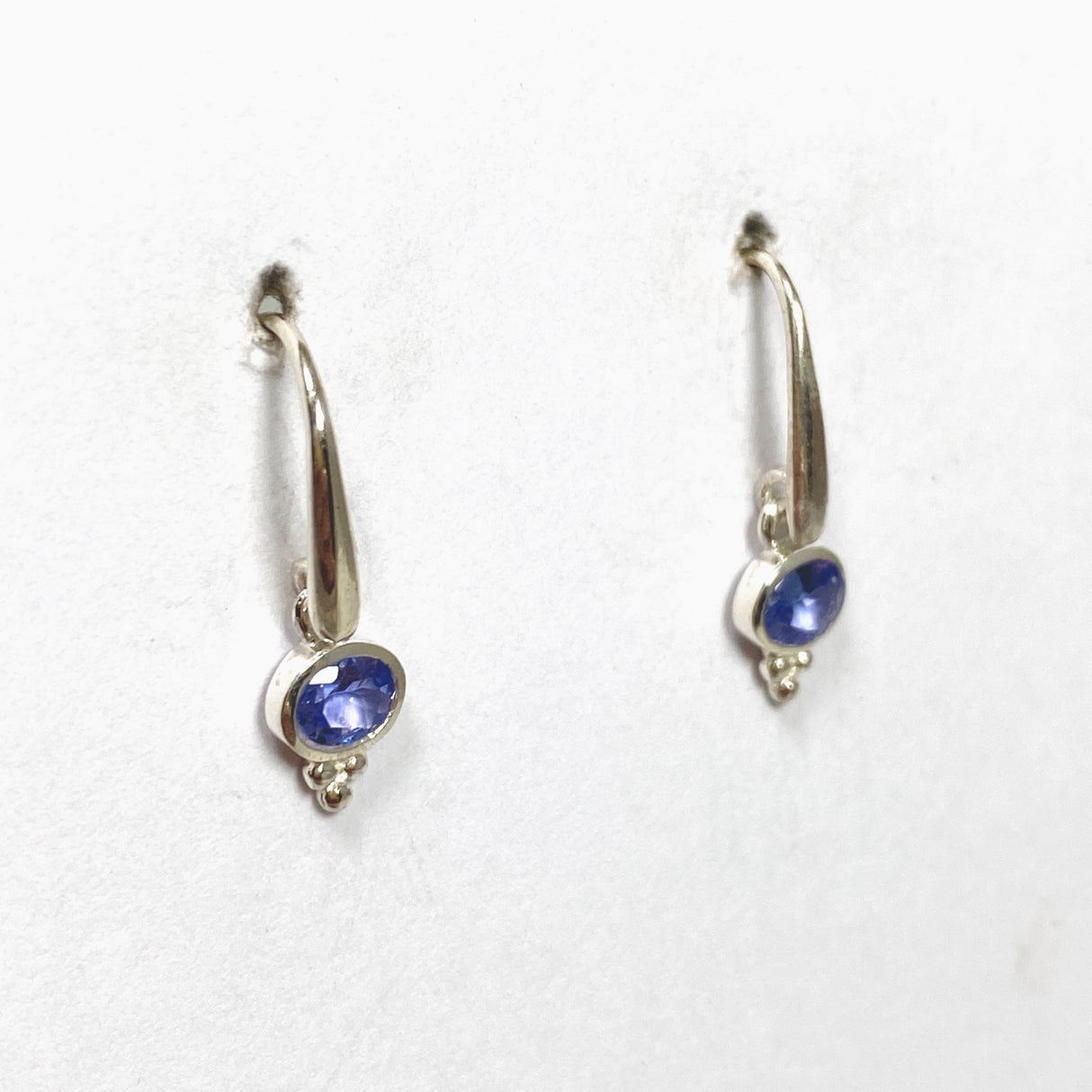 Tanzanite Oval Cabochon Earrings in a decorative settings PEGJ183