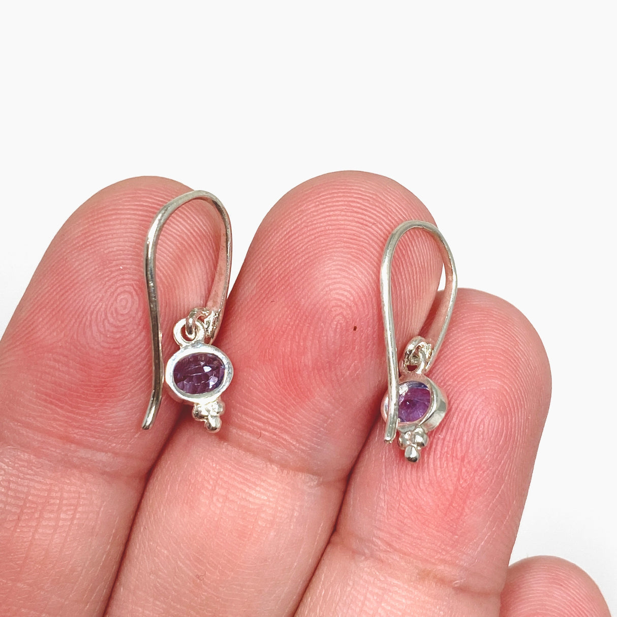 Tanzanite Oval Cabochon Earrings in a decorative settings PEGJ183