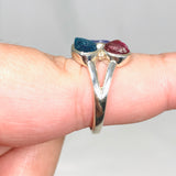 Tanzanite Oval Raw Ring with Apatite and Pink Tourmaline Size 9 PRGJ516