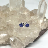 Tanzanite Round Faceted Gemstone 4-claw Set Stud Earring PSE008