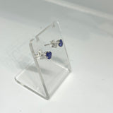 Tanzanite Round Faceted Gemstone 4-claw Set Stud Earring PSE008